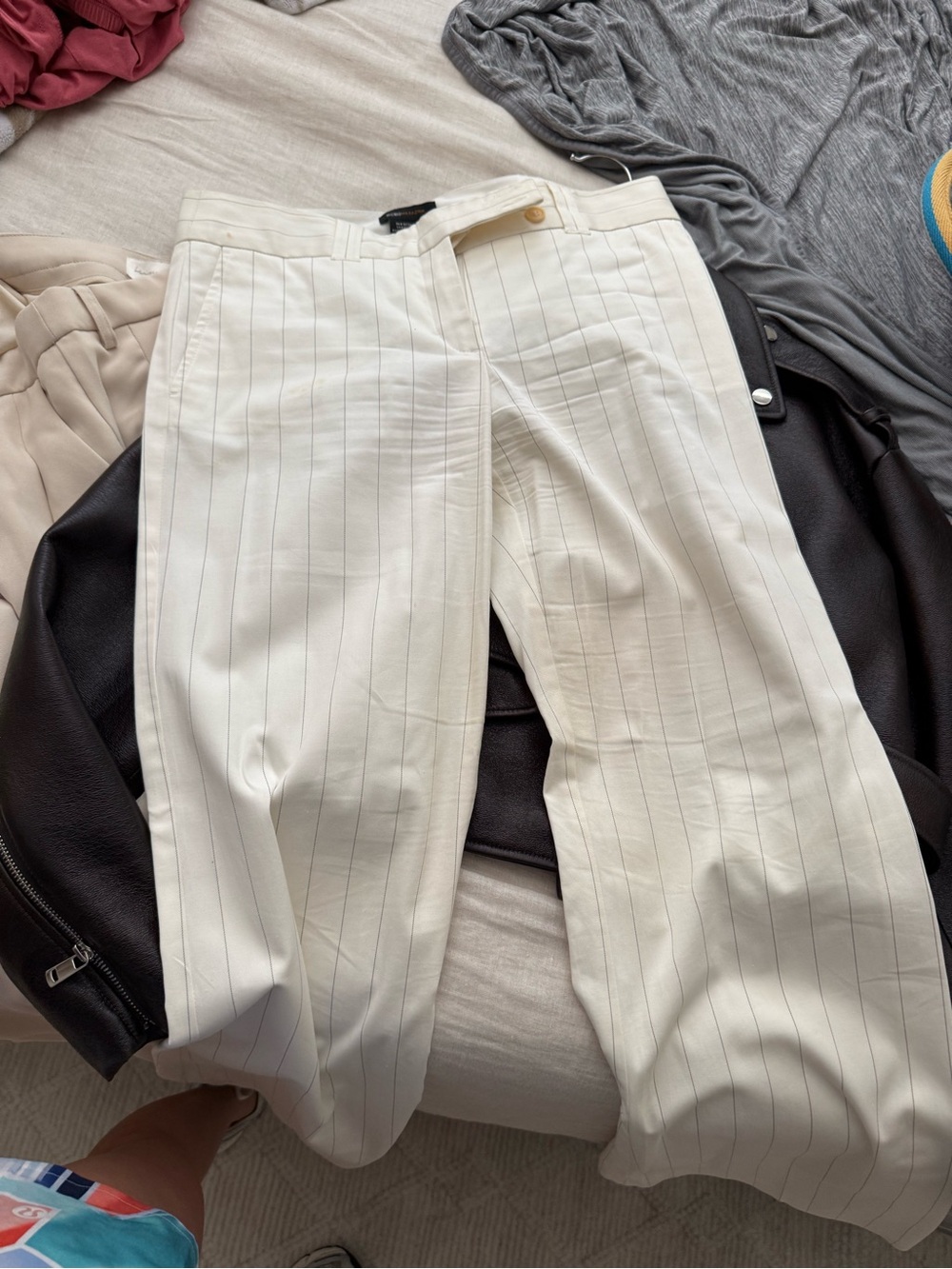 BCBGMaxAzria White Pinstripe Dress Pants and cream dress pant bundle